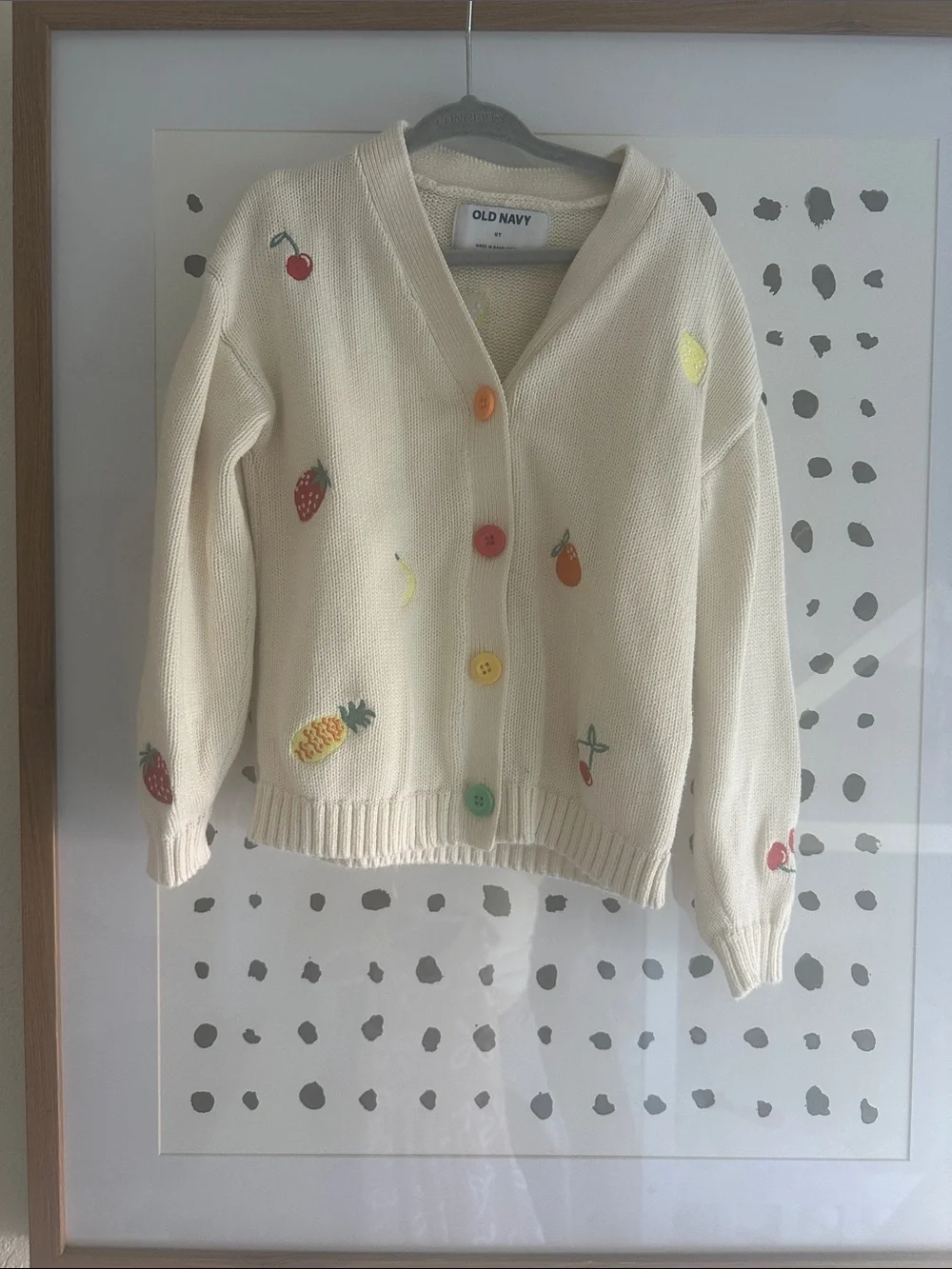 Old Navy Cream Fruit Patch Button-Up Cardigan